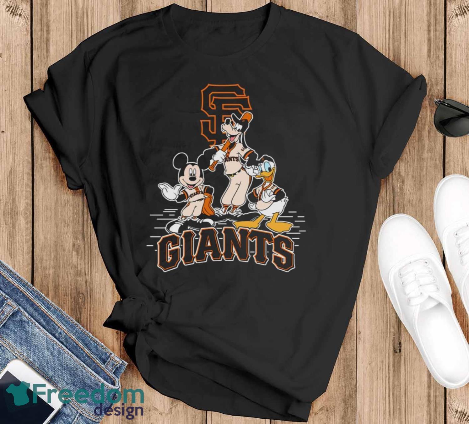 MLB Sport Fans San Francisco Giants Mickey Mouse Donald Duck Goofy Baseball T Shirt Product Photo 1