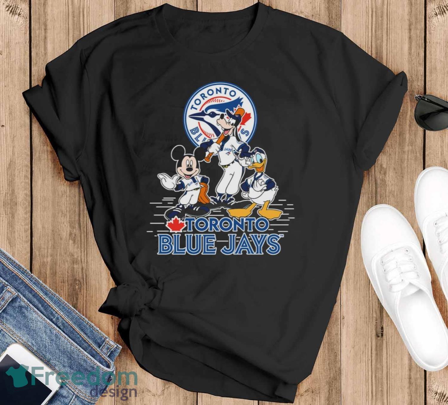 MLB Sport Fans Toronto Blue Jays Mickey Mouse Donald Duck Goofy Baseball T Shirt Product Photo 1