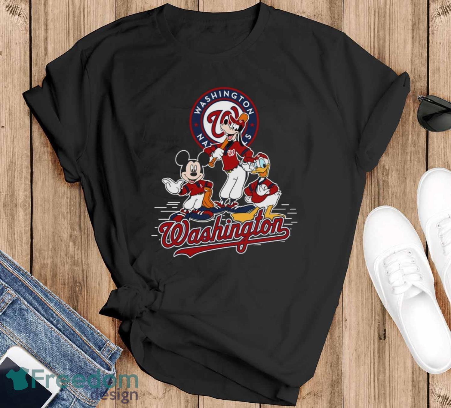 MLB Sport Fans Washington Nationals Mickey Mouse Donald Duck Goofy Baseball T Shirt Product Photo 1