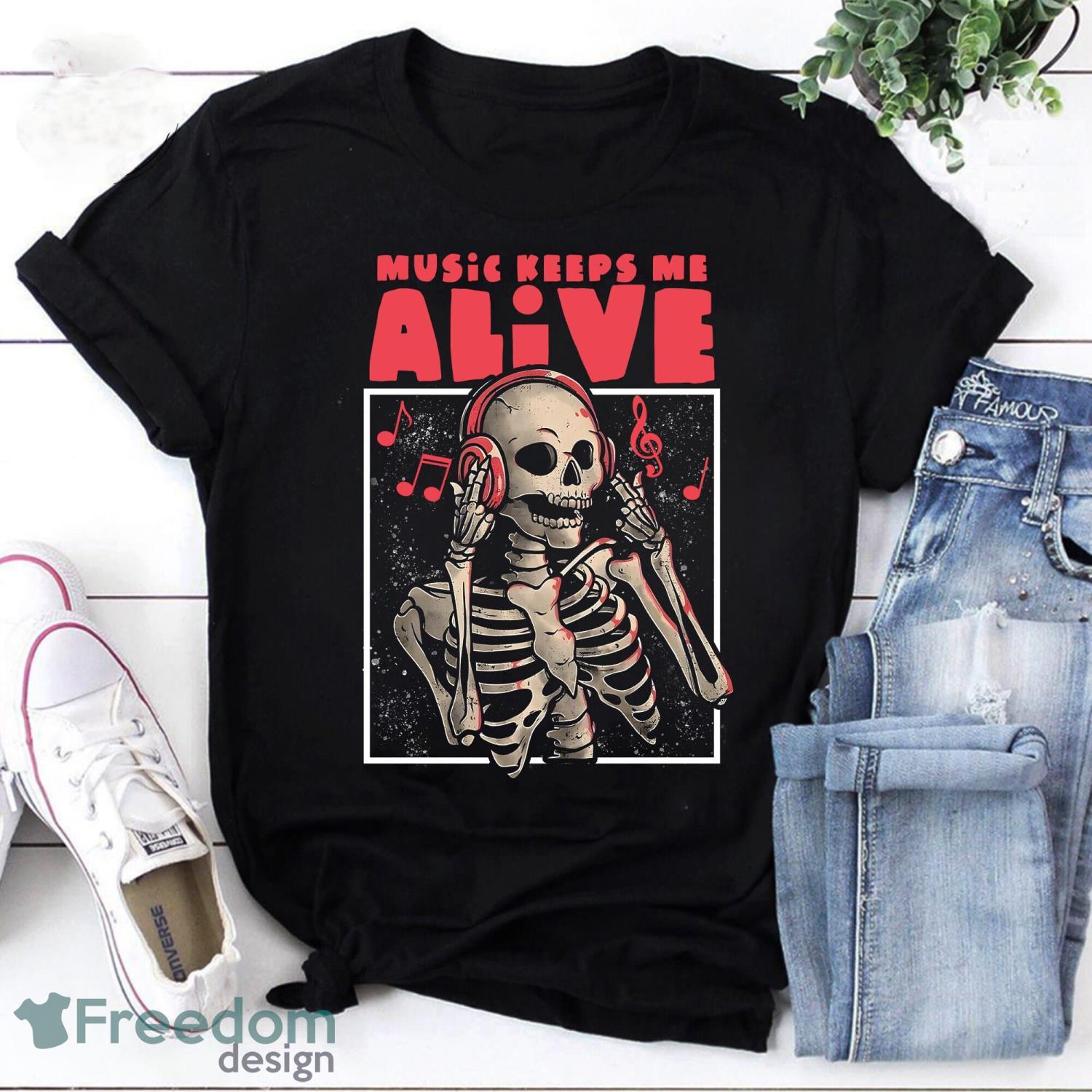 Music Keeps Me Alive Dead Skull Evil Halloween Gift Unisex Vintage t-Shirt Music Keep Me Alive Shirt Product Photo 1