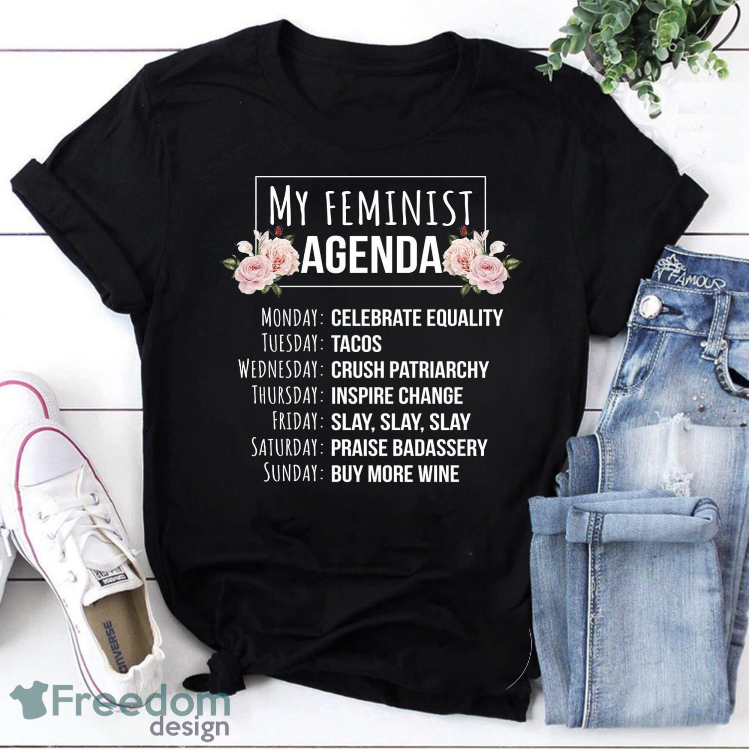 My Feminist Agenda Cool Feminist Feminism Pullover Vintage T-Shirt Feminist Shirt Product Photo 1