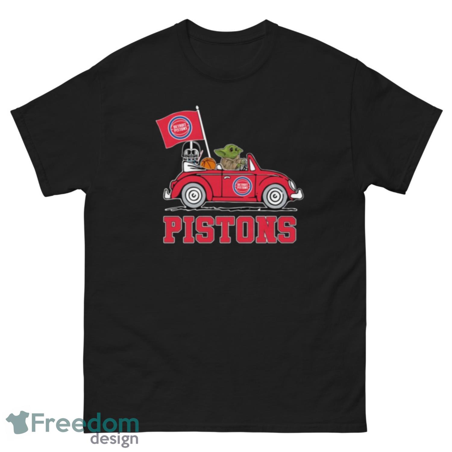 NBA Basketball Detroit Pistons Darth Vader Baby Yoda Driving Star Wars Shirt T Shirt - G500 Men’s Classic Tee