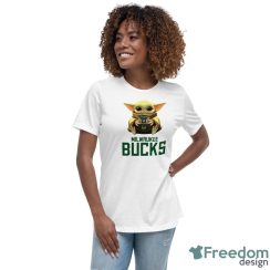 NBA Basketball Milwaukee Bucks Star Wars Baby Yoda Sport Gift T- Shirt - Women's Relaxed Short Sleeve Jersey Tee