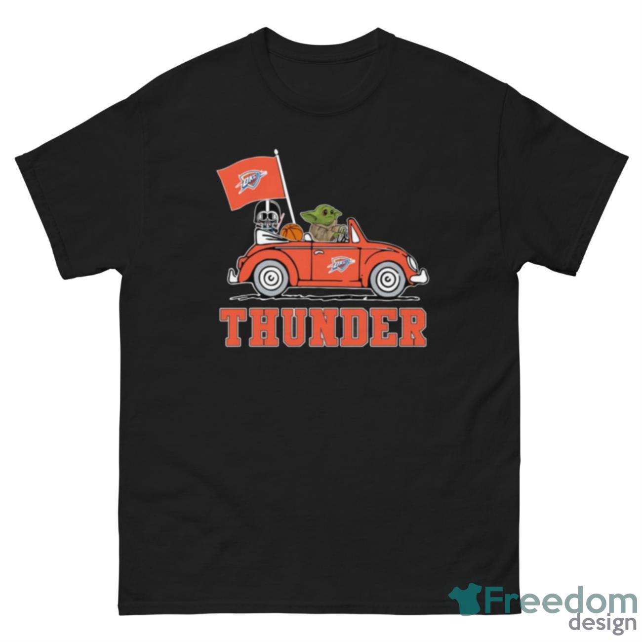 NBA Basketball Oklahoma City Thunder Darth Vader Baby Yoda Driving Star Wars Shirt T Shirt - G500 Men’s Classic Tee