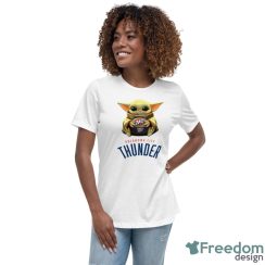 NBA Basketball Oklahoma City Thunder Star Wars Baby Yoda Sport Gift T- Shirt - Women's Relaxed Short Sleeve Jersey Tee