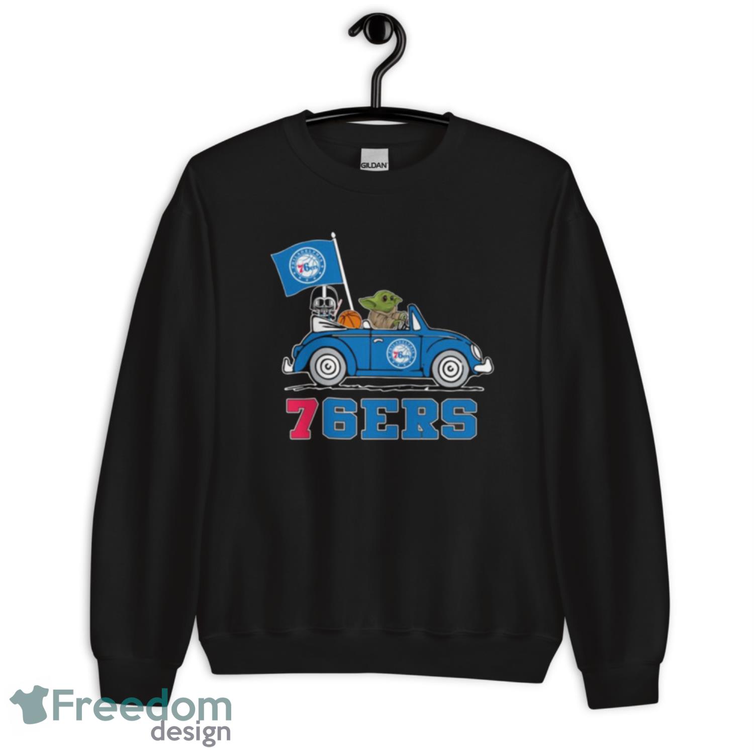 NBA Basketball Philadelphia 76ers Darth Vader Baby Yoda Driving Star Wars Shirt T Shirt - Unisex Heavy Blend Crewneck Sweatshirt NBA Basketball Philadelphia 76ers Darth Vader Baby Yoda Driving Star Wars Shirt T Shirt - Unisex Heavy Blend Crewneck Sweatshirt