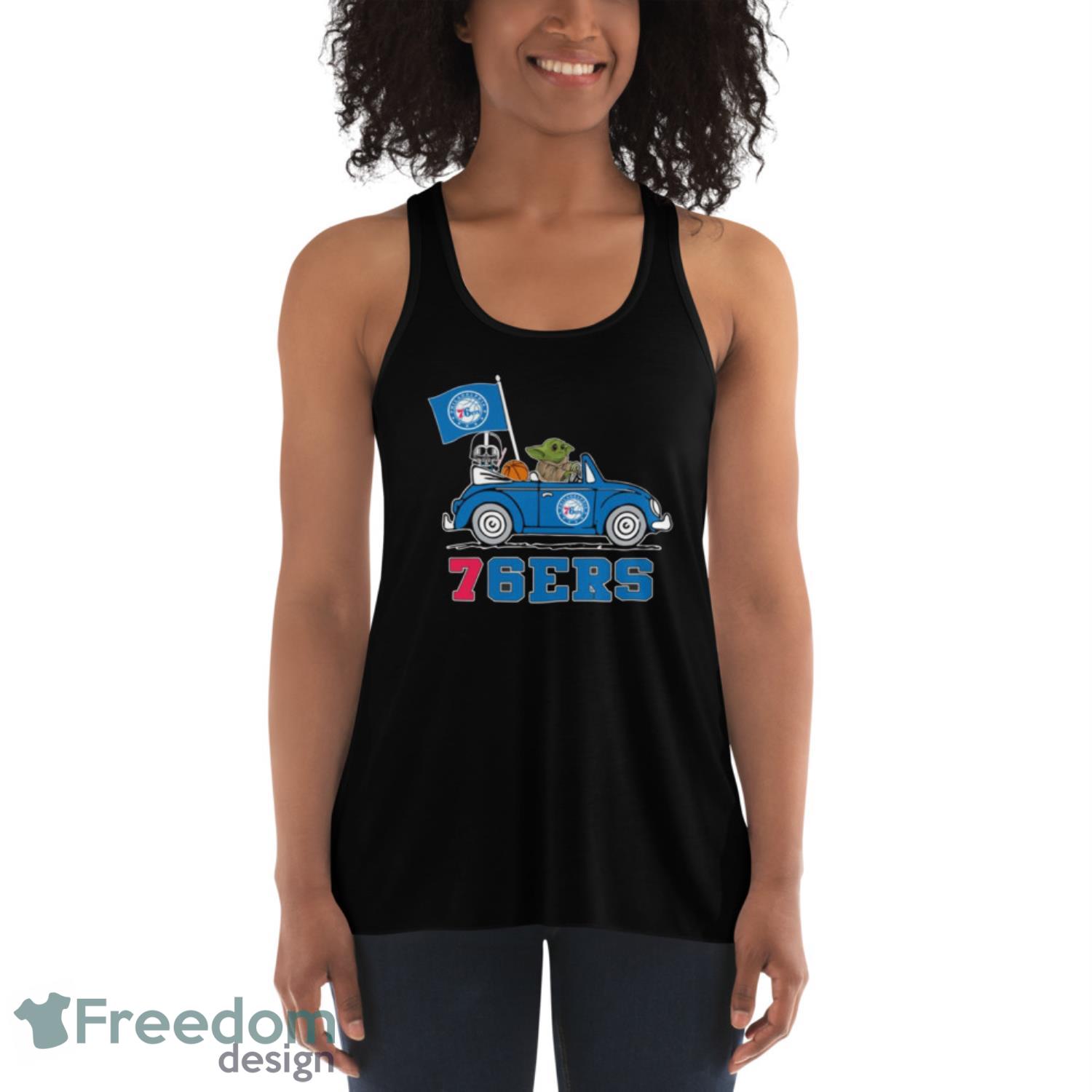 NBA Basketball Philadelphia 76ers Darth Vader Baby Yoda Driving Star Wars Shirt T Shirt image NBA Basketball Philadelphia 76ers Darth Vader Baby Yoda Driving Star Wars Shirt T Shirt