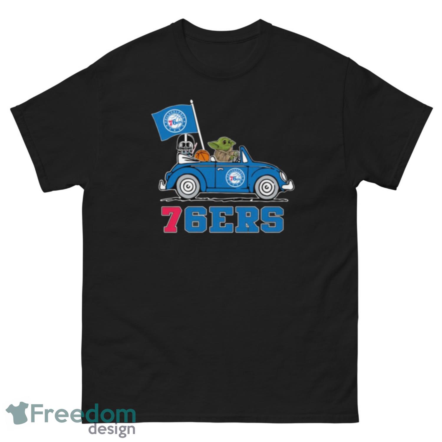 NBA Basketball Philadelphia 76ers Darth Vader Baby Yoda Driving Star Wars Shirt T Shirt - G500 Men’s Classic Tee