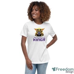 NBA Basketball Sacramento Kings Star Wars Baby Yoda Sport Gift T- Shirt - Women's Relaxed Short Sleeve Jersey Tee