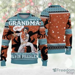 Never Underestimated A Grandma Loves Elvis Ugly Sweater Christmas Ugly Sweater For Holiday Xmas Family Gift