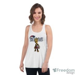 New England Patriots NFL Football Groot Marvel Guardians Of The Galaxy T Shirt - Women's Flowy Racerback Tank