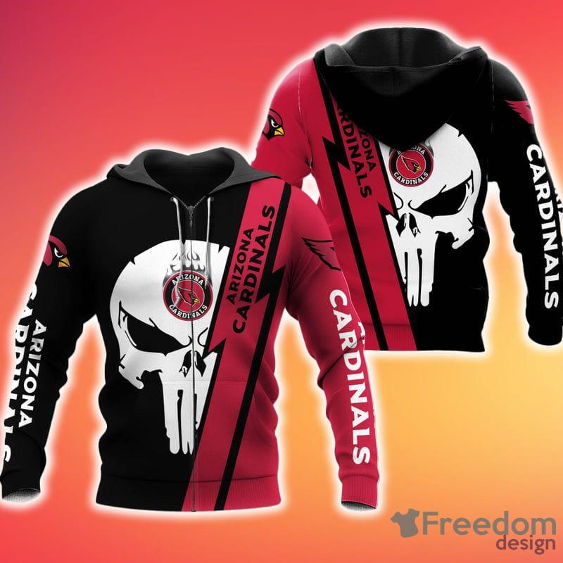 NFL Arizona Cardinals Apparel 3D Hoodie Zip Hoodie AOP Skull Halloween Gift  For Fans - Freedomdesign