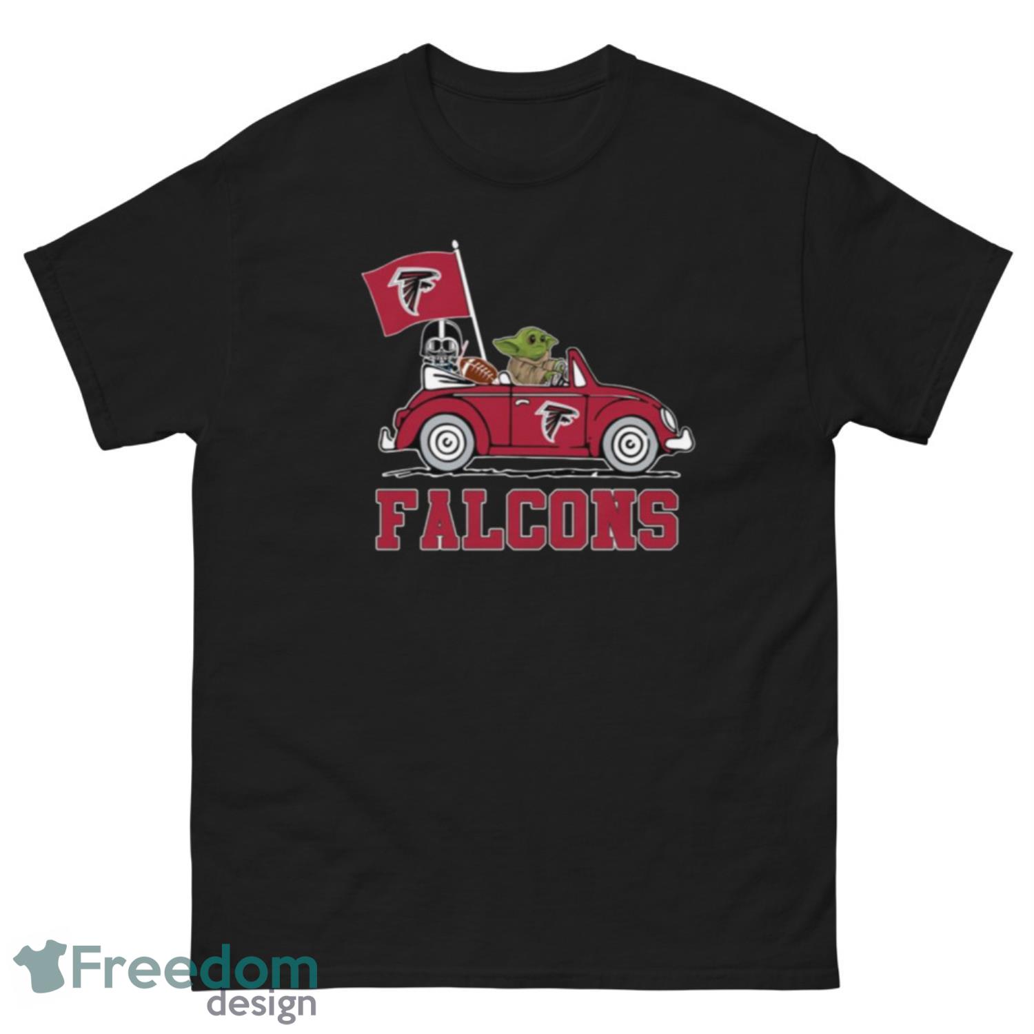 NFL Football Atlanta Falcons Darth Vader Baby Yoda Driving Star Wars Shirt T Shirt - G500 Men’s Classic Tee