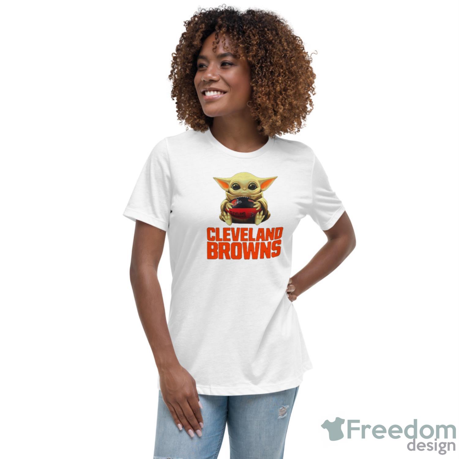 nfl-football-cleveland-browns-baby-yoda-star-wars-sport-gift-t-shirt-3.jpeg NFL Football Cleveland Browns Baby Yoda Star Wars Sport Gift T- Shirt - Women's Relaxed Short Sleeve Jersey Tee