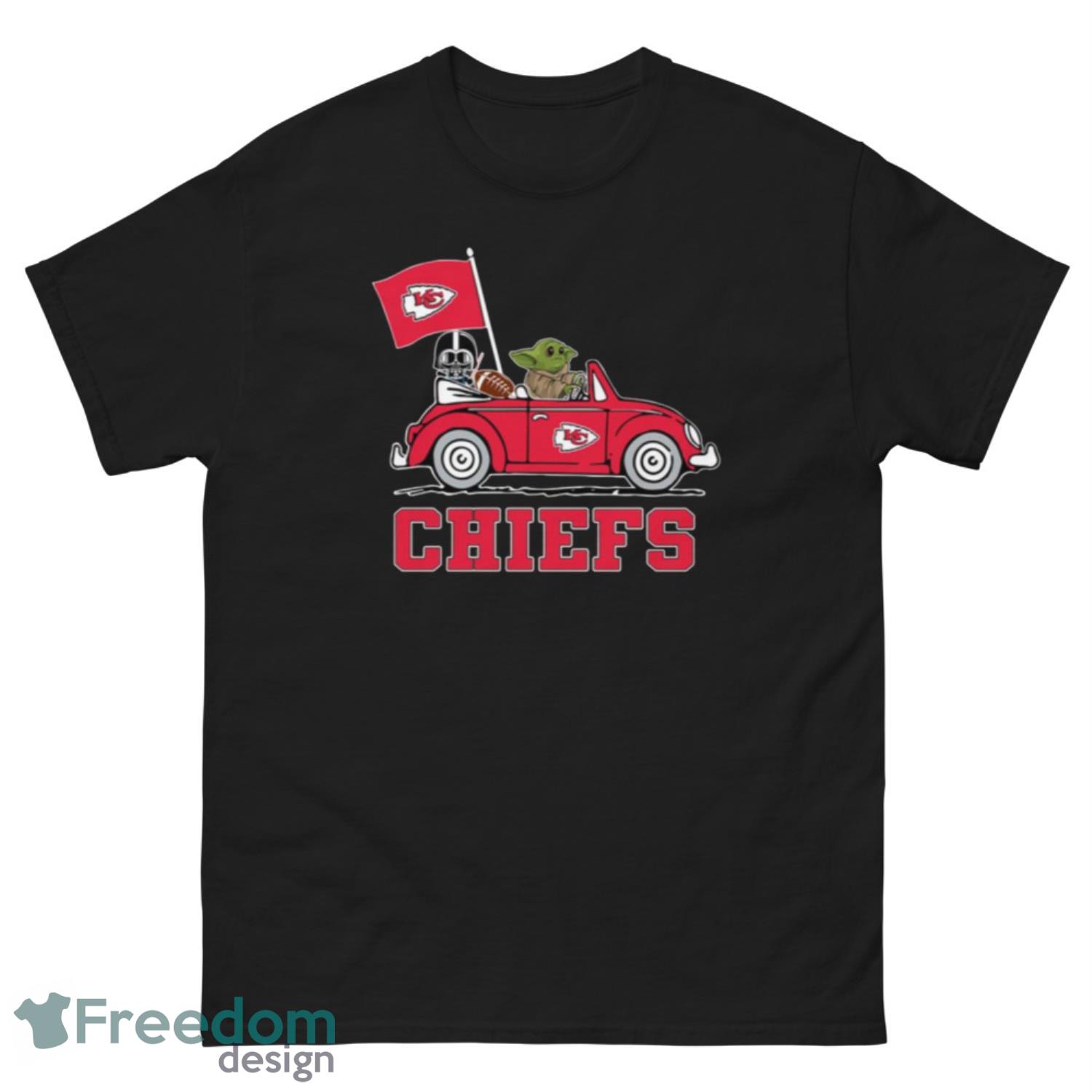 NFL Football Kansas City Chiefs Darth Vader Baby Yoda Driving Star Wars Shirt T Shirt - G500 Men’s Classic Tee