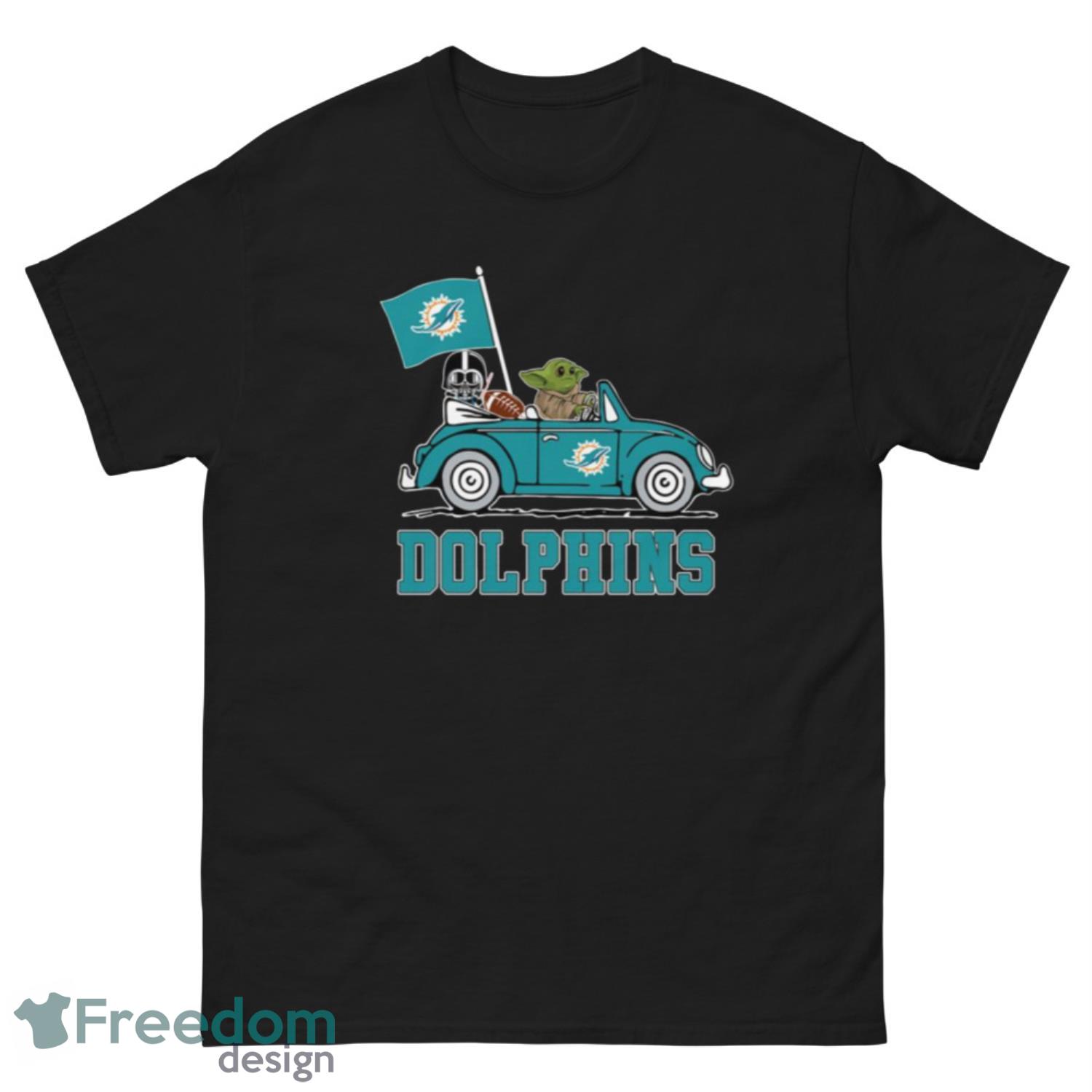 NFL Football Miami Dolphins Darth Vader Baby Yoda Driving Star Wars Shirt T Shirt - G500 Men’s Classic Tee