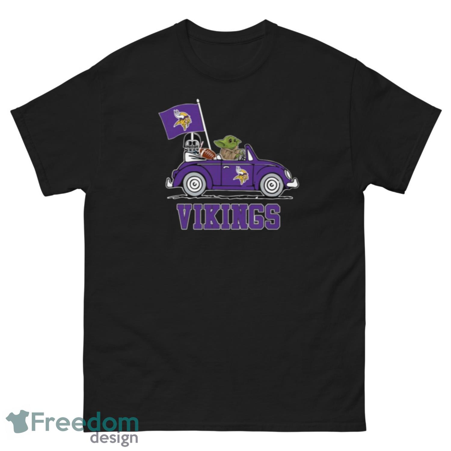 NFL Football Minnesota Vikings Darth Vader Baby Yoda Driving Star Wars Shirt T Shirt - G500 Men’s Classic Tee