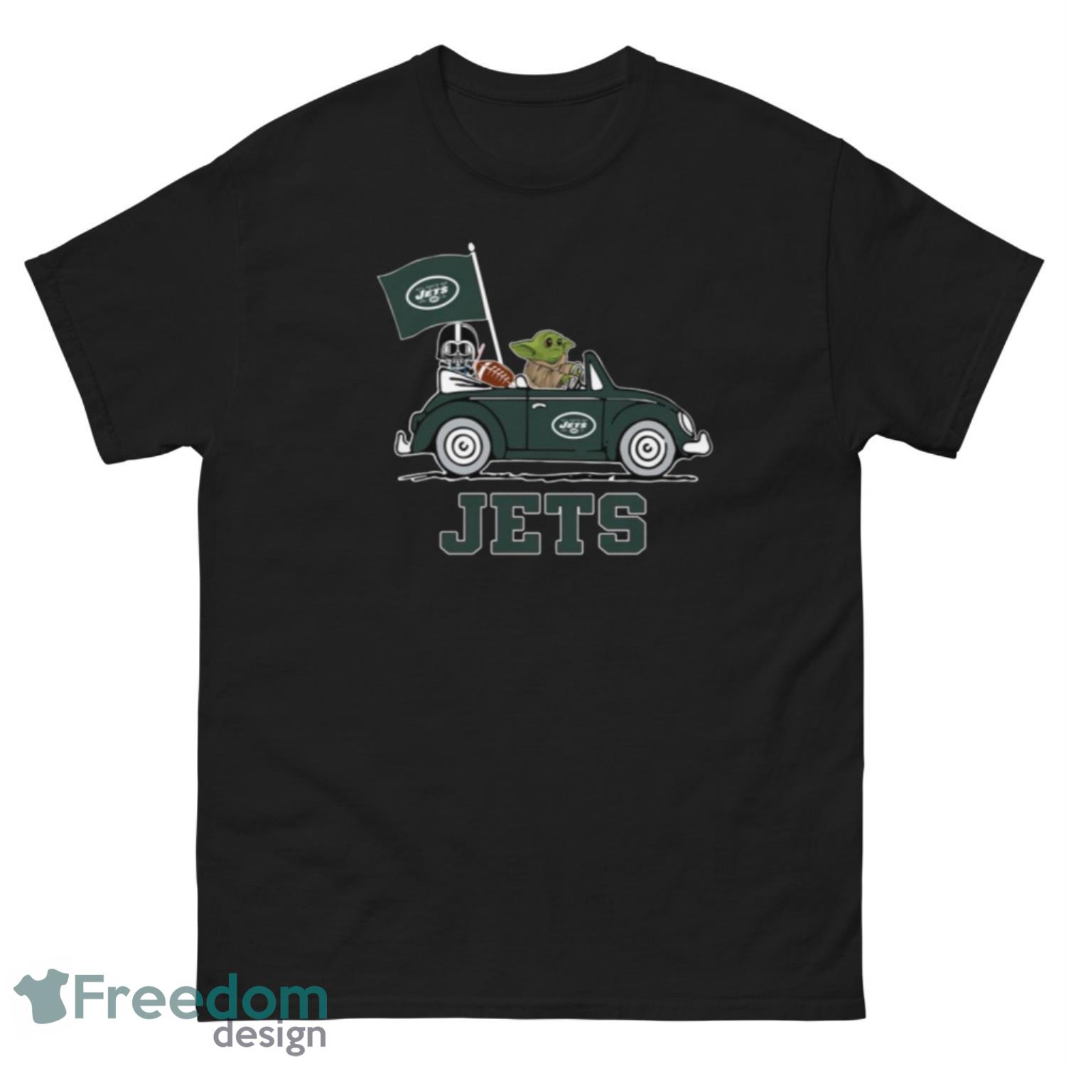 NFL Football New York Jets Darth Vader Baby Yoda Driving Star Wars Shirt T Shirt - G500 Men’s Classic Tee