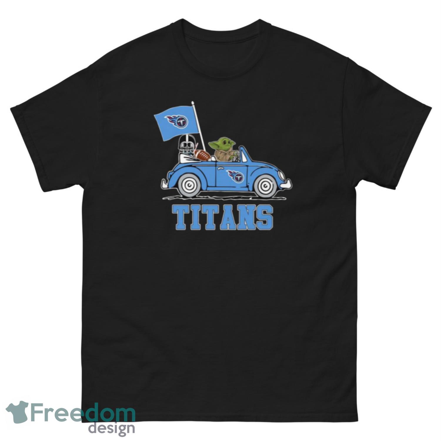 NFL Football Tennessee Titans Darth Vader Baby Yoda Driving Star Wars Shirt T Shirt - G500 Men’s Classic Tee