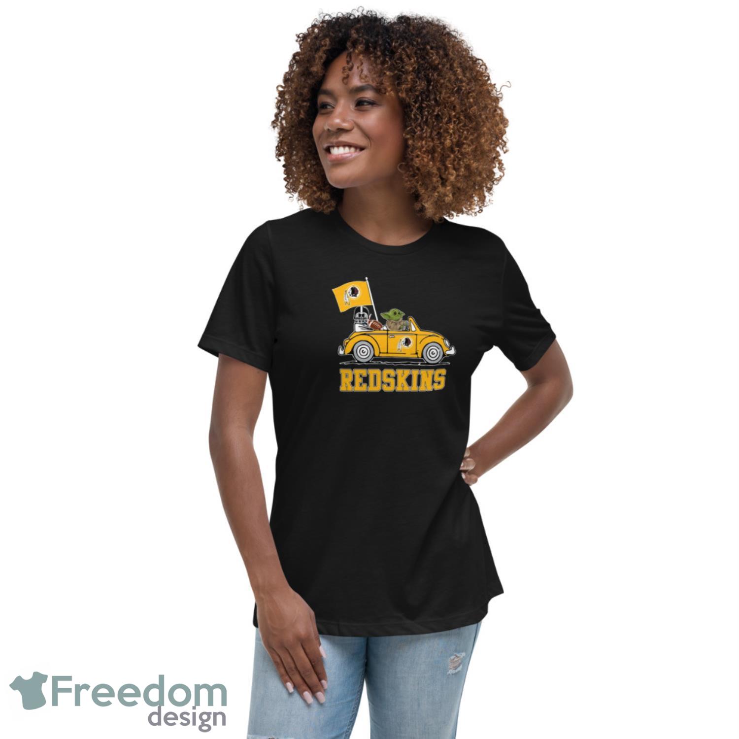 NFL Football Washington Redskins Darth Vader Baby Yoda Driving Star Wars Shirt T Shirt - Womens Relaxed Short Sleeve Jersey Tee NFL Football Washington Redskins Darth Vader Baby Yoda Driving Star Wars Shirt T Shirt - Womens Relaxed Short Sleeve Jersey Tee