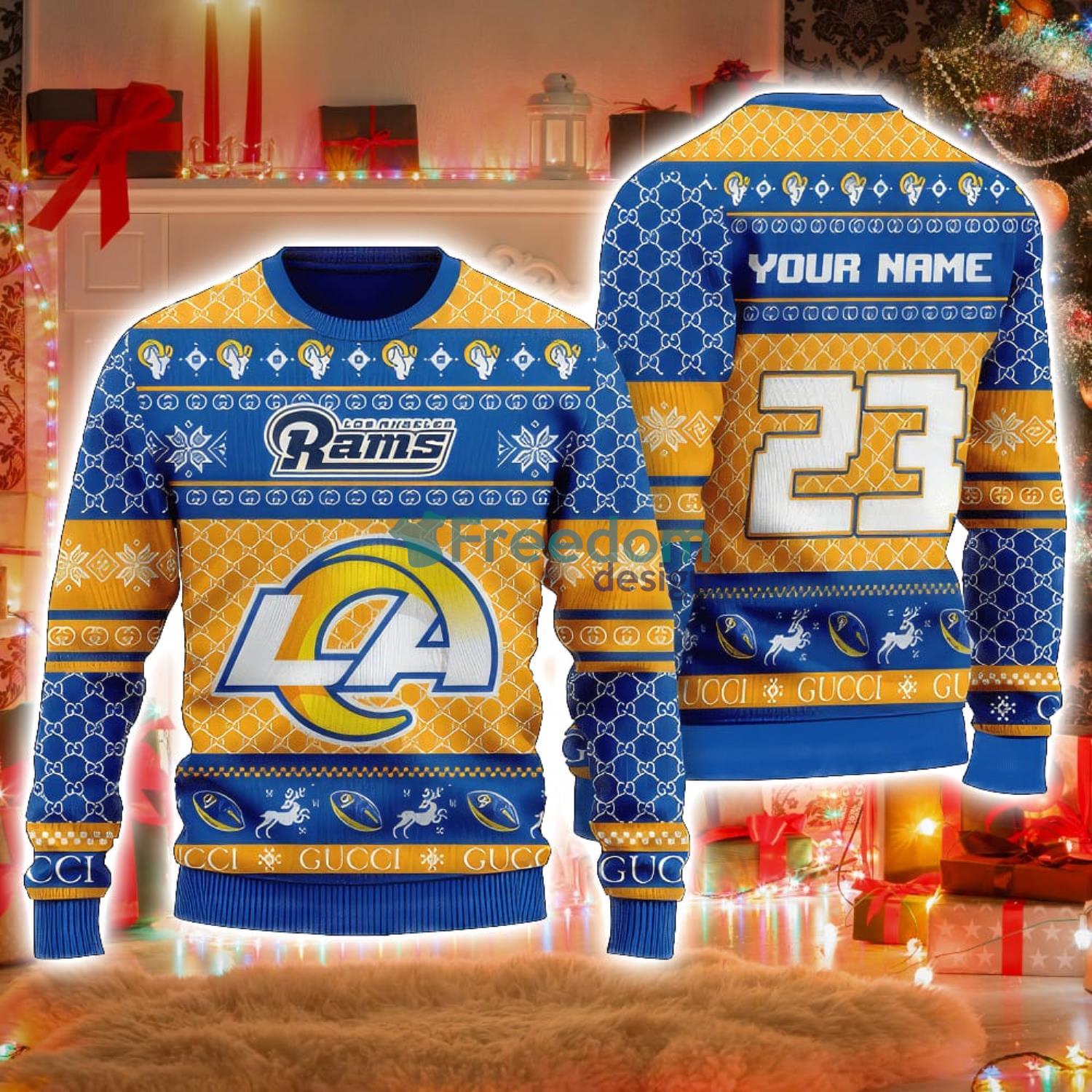 NFL Los Angeles Rams Custom Name And Number Ugly Christmas Sweater  Christmas Gift For Sport Team - Freedomdesign