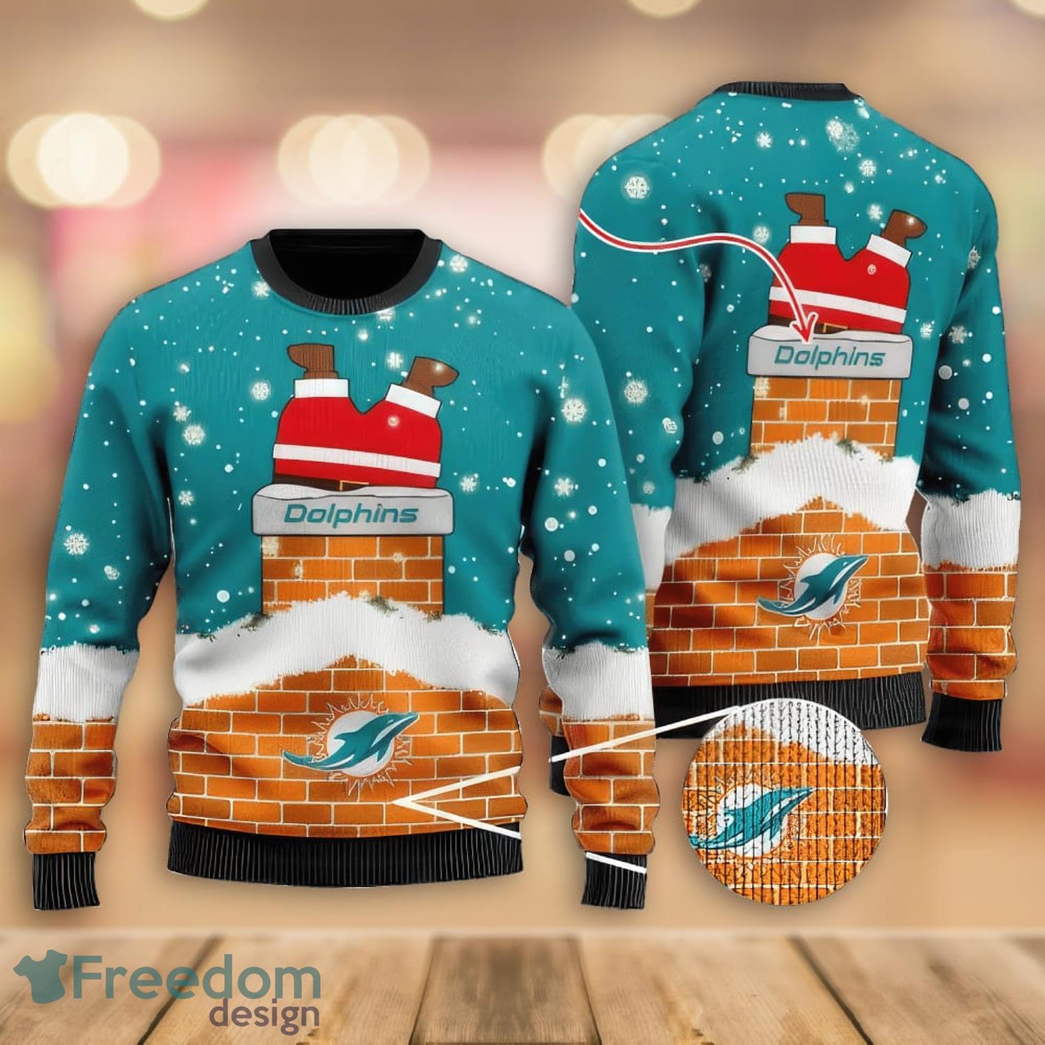 Miami Dolphins Fans Santa Claus Pattern Ugly Christmas Sweater Gift -  Freedomdesign