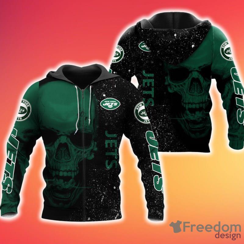 NFL New York Jets Red 3D Hoodie Zip Hoodie AOP Skull Halloween Gift For  Fans - Freedomdesign