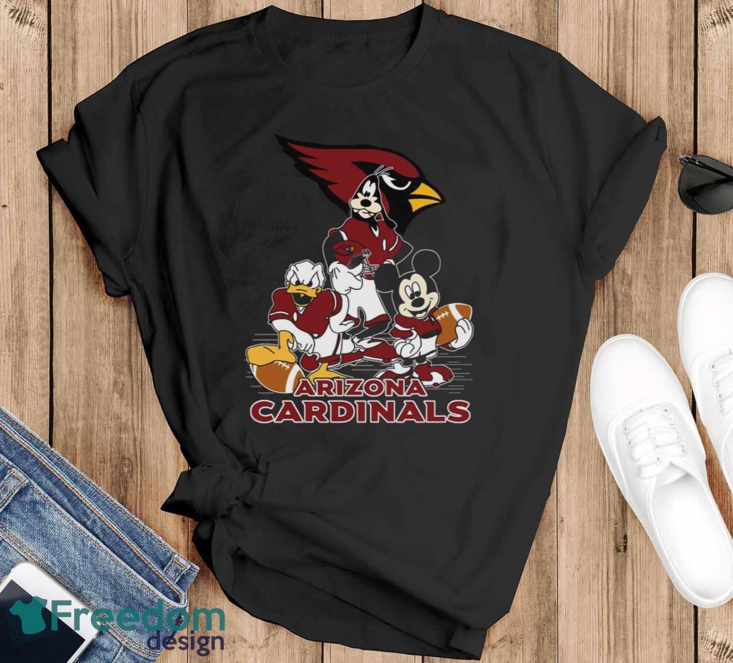 NFL Sport Fans Arizona Cardinals Mickey Mouse Donald Duck Goofy Football Shirt T Shirt Product Photo 1