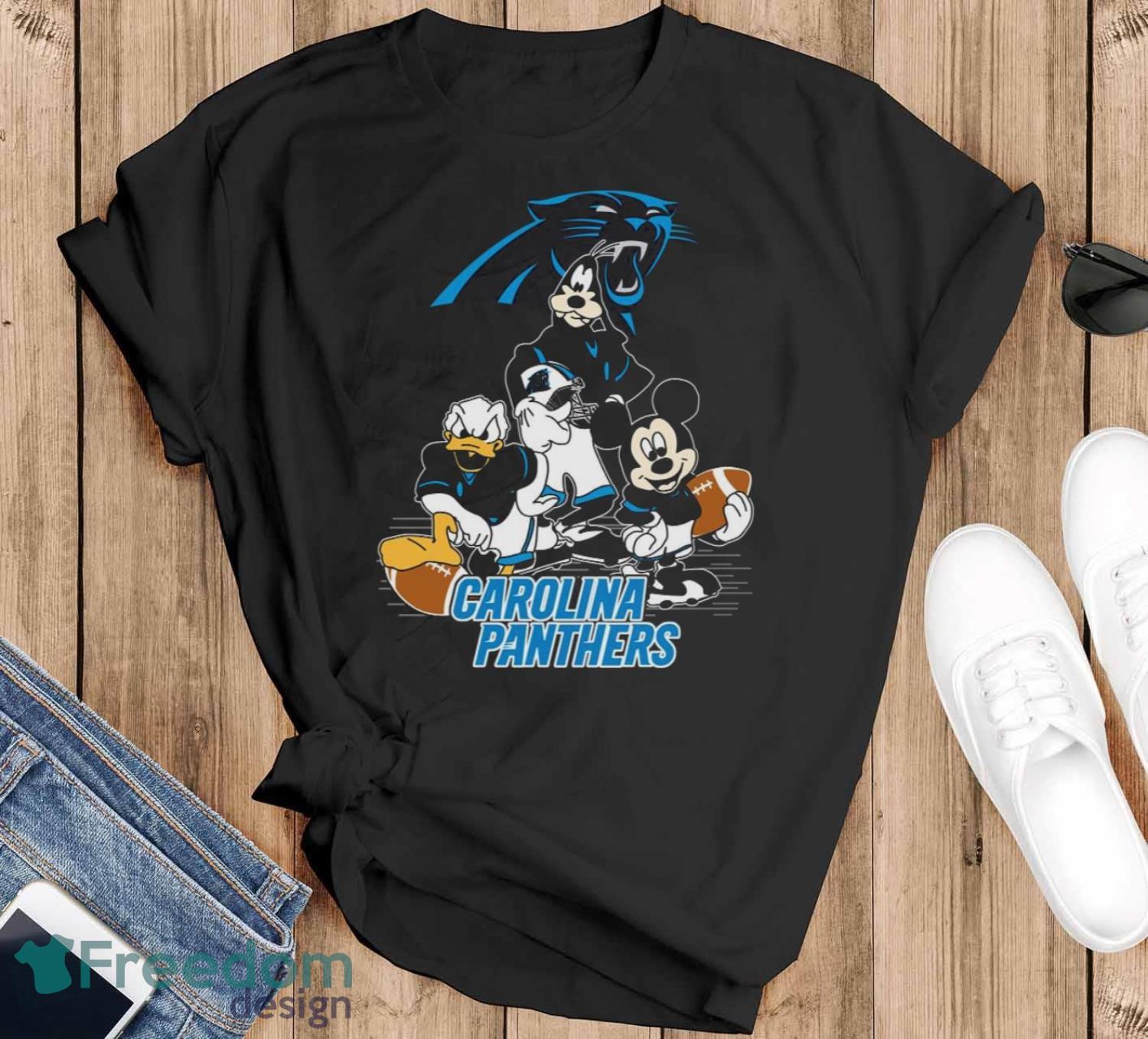 NFL Sport Fans Carolina Panthers Mickey Mouse Donald Duck Goofy Football Shirt T Shirt Product Photo 1