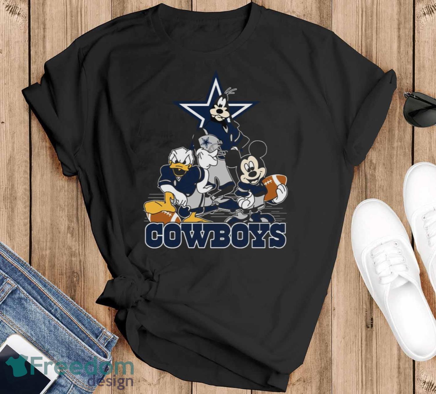 NFL Sport Fans Dallas Cowboys Mickey Mouse Donald Duck Goofy Football Shirt T Shirt Product Photo 1