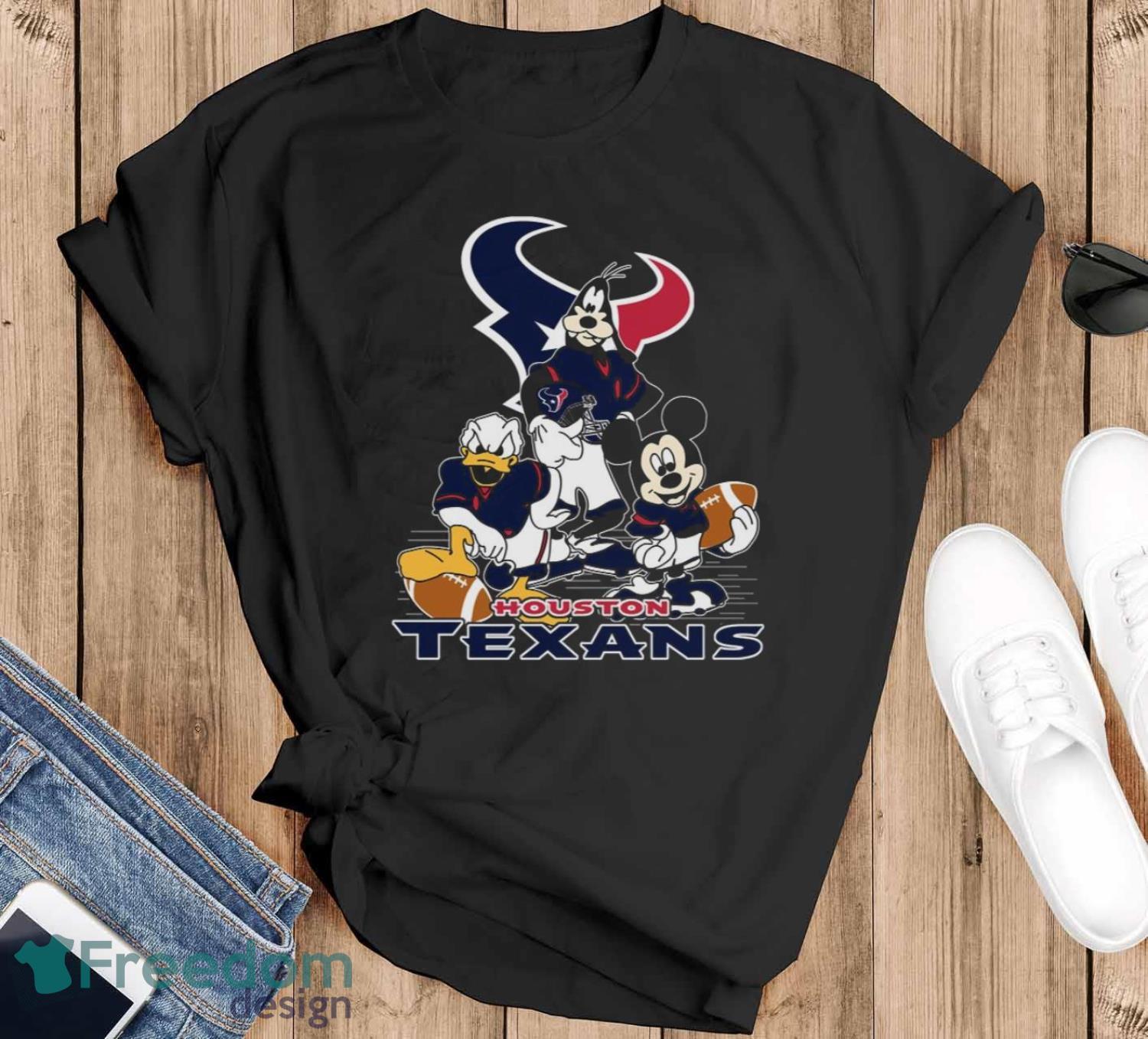 NFL Sport Fans Houston Texans Mickey Mouse Donald Duck Goofy Football Shirt T Shirt Product Photo 1