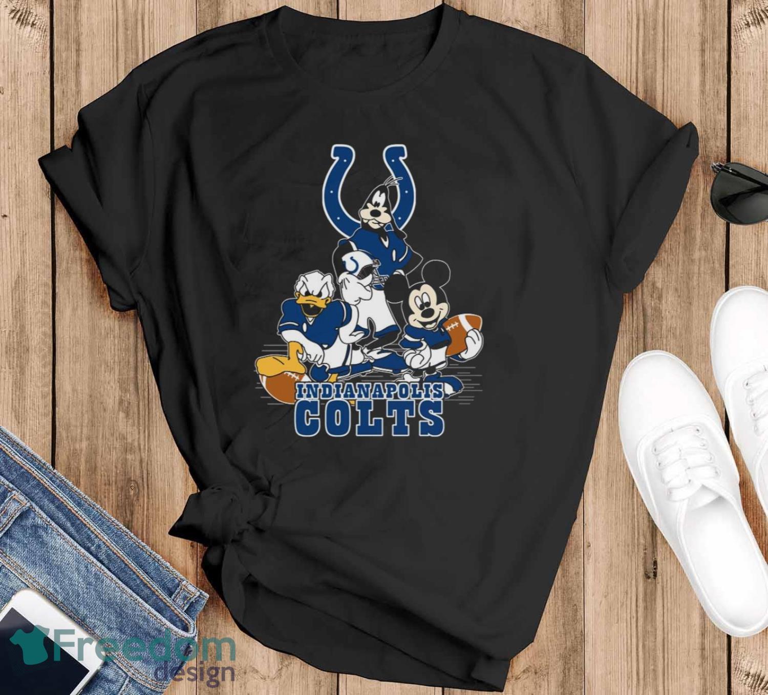 NFL Sport Fans Indianapolis Colts Mickey Mouse Donald Duck Goofy Football Shirt T Shirt Product Photo 1