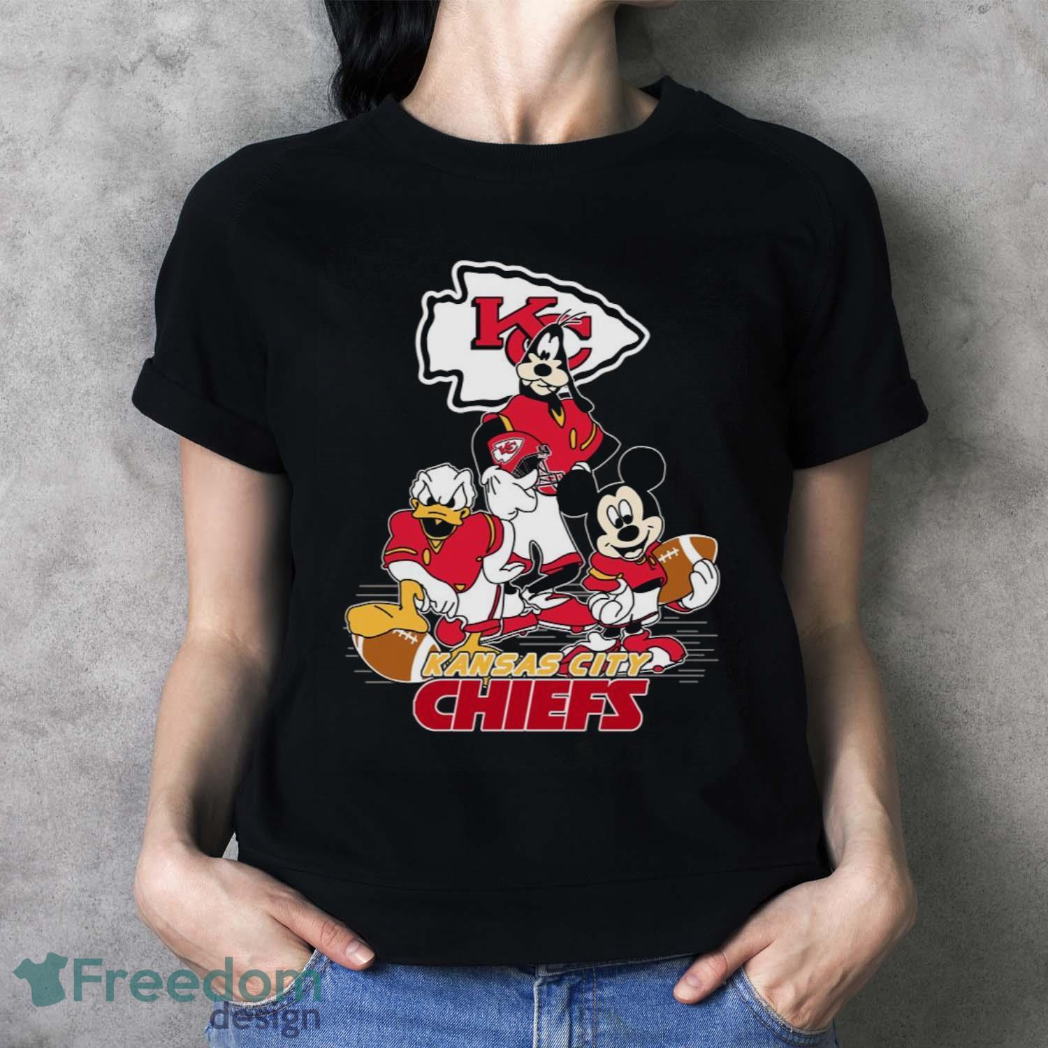NFL Sport Fans Kansas City Chiefs Mickey Mouse Donald Duck Goofy Football Shirt T Shirt image NFL Sport Fans Kansas City Chiefs Mickey Mouse Donald Duck Goofy Football Shirt T Shirt Product Photo 3