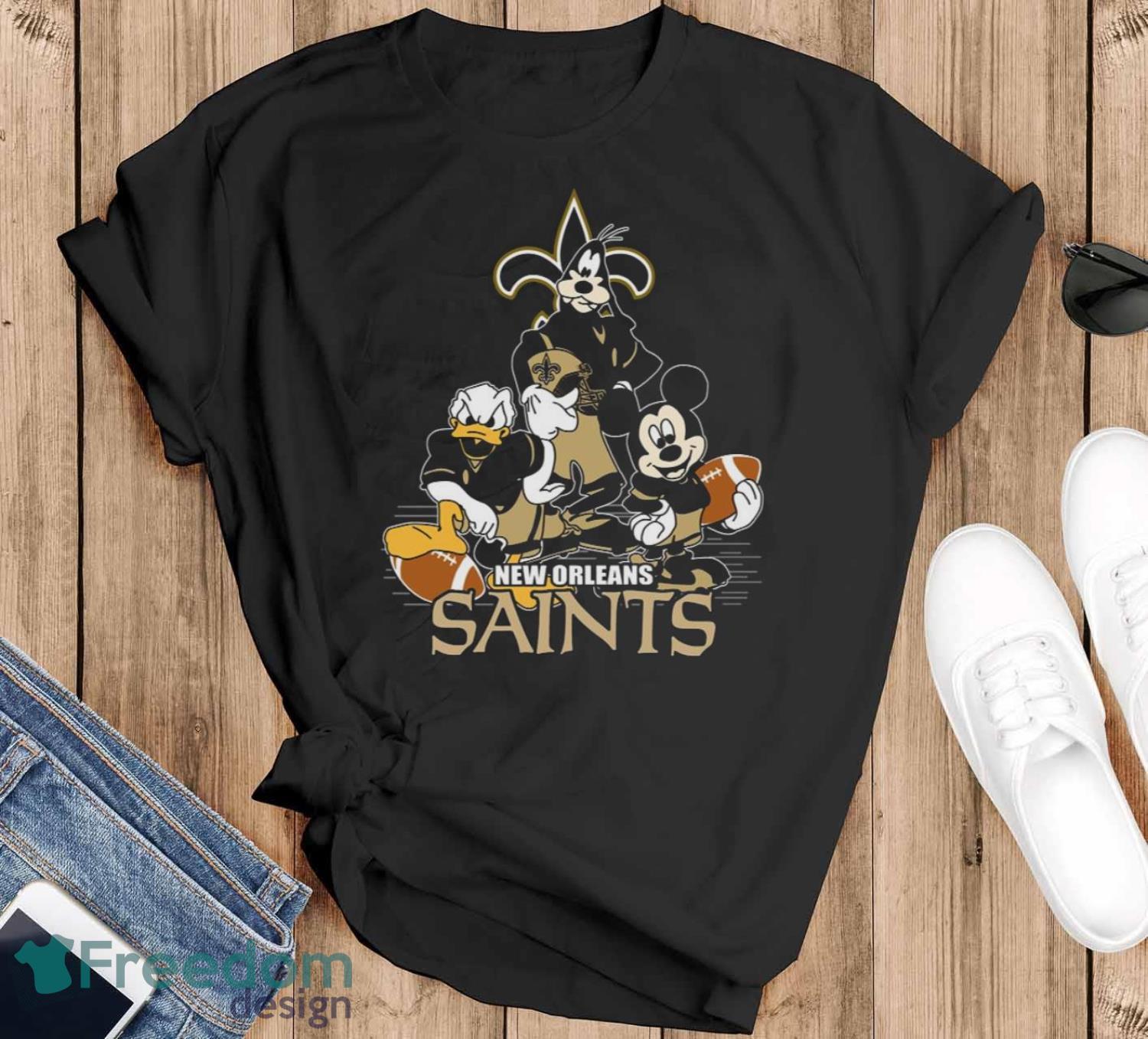 NFL Sport Fans New Orleans Saints Mickey Mouse Donald Duck Goofy Football Shirt T Shirt Product Photo 1