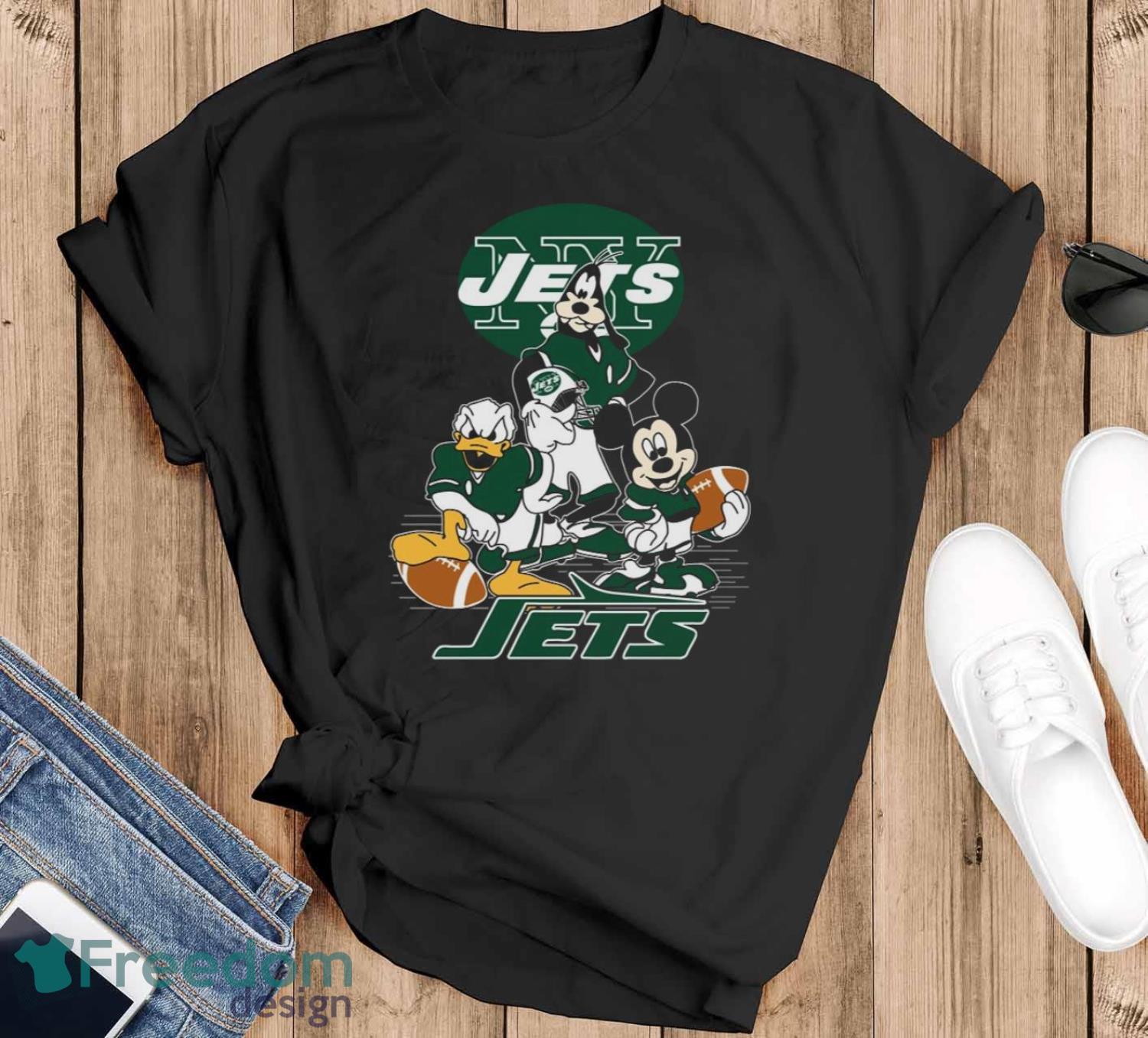 NFL Sport Fans New York Jets Mickey Mouse Donald Duck Goofy Football Shirt T Shirt Product Photo 1