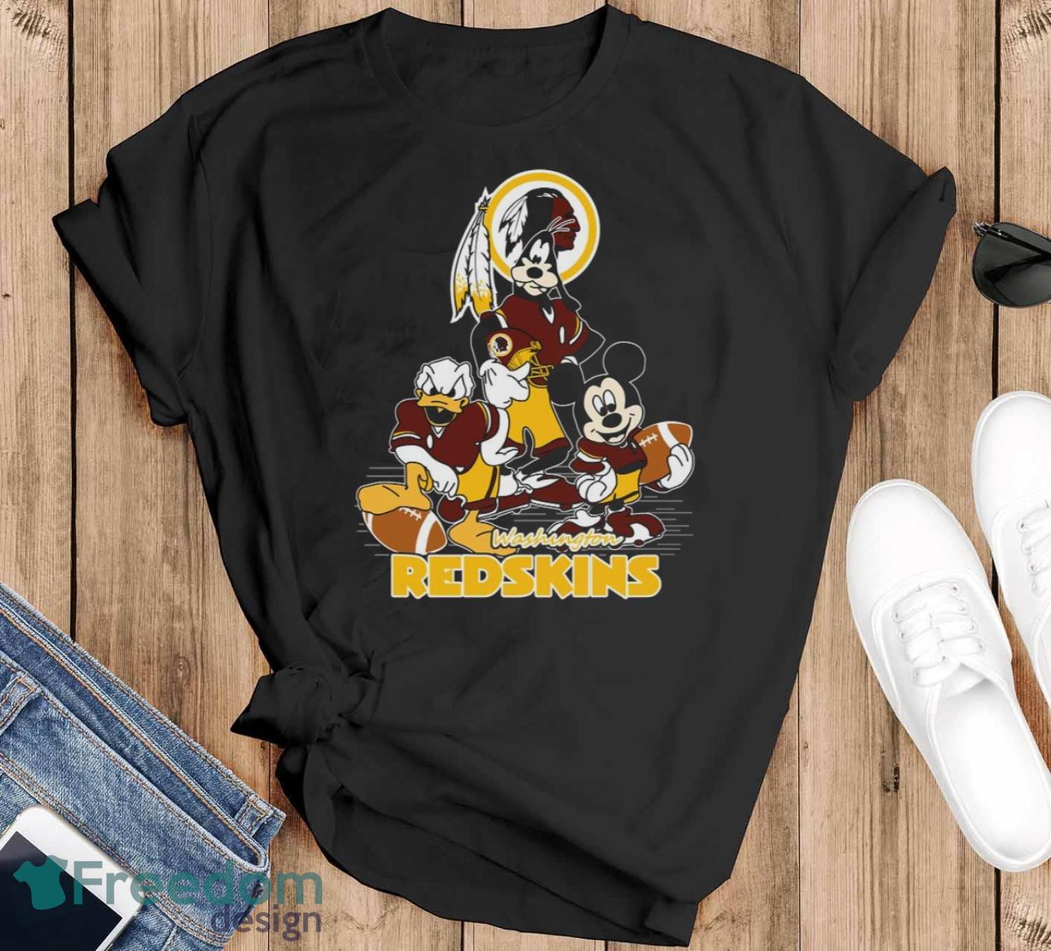 NFL Sport Fans Washington Redskins Mickey Mouse Donald Duck Goofy Football Shirt T Shirt Product Photo 1