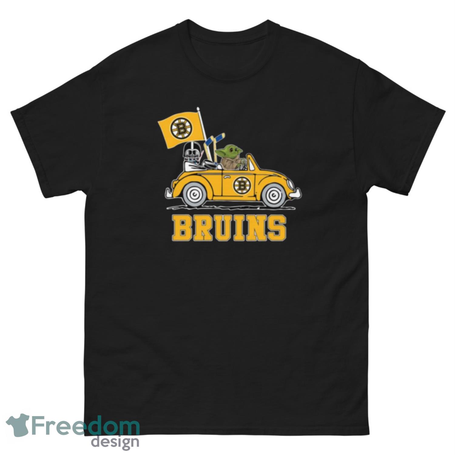 NHL Hockey Boston Bruins Darth Vader Baby Yoda Driving Star Wars Shirt T Shirt - G500 Men’s Classic Tee