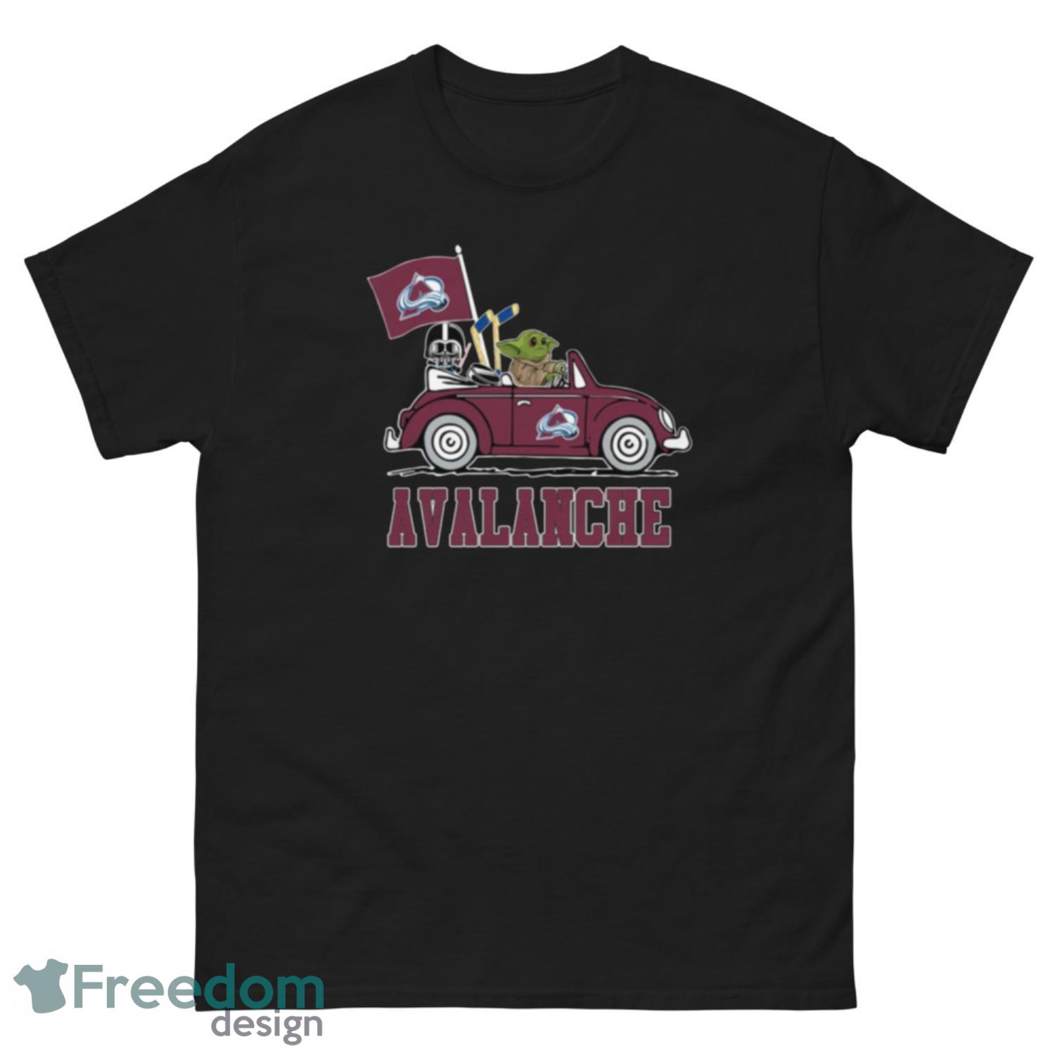 NHL Hockey Colorado Avalanche Darth Vader Baby Yoda Driving Star Wars Shirt T Shirt - G500 Men’s Classic Tee