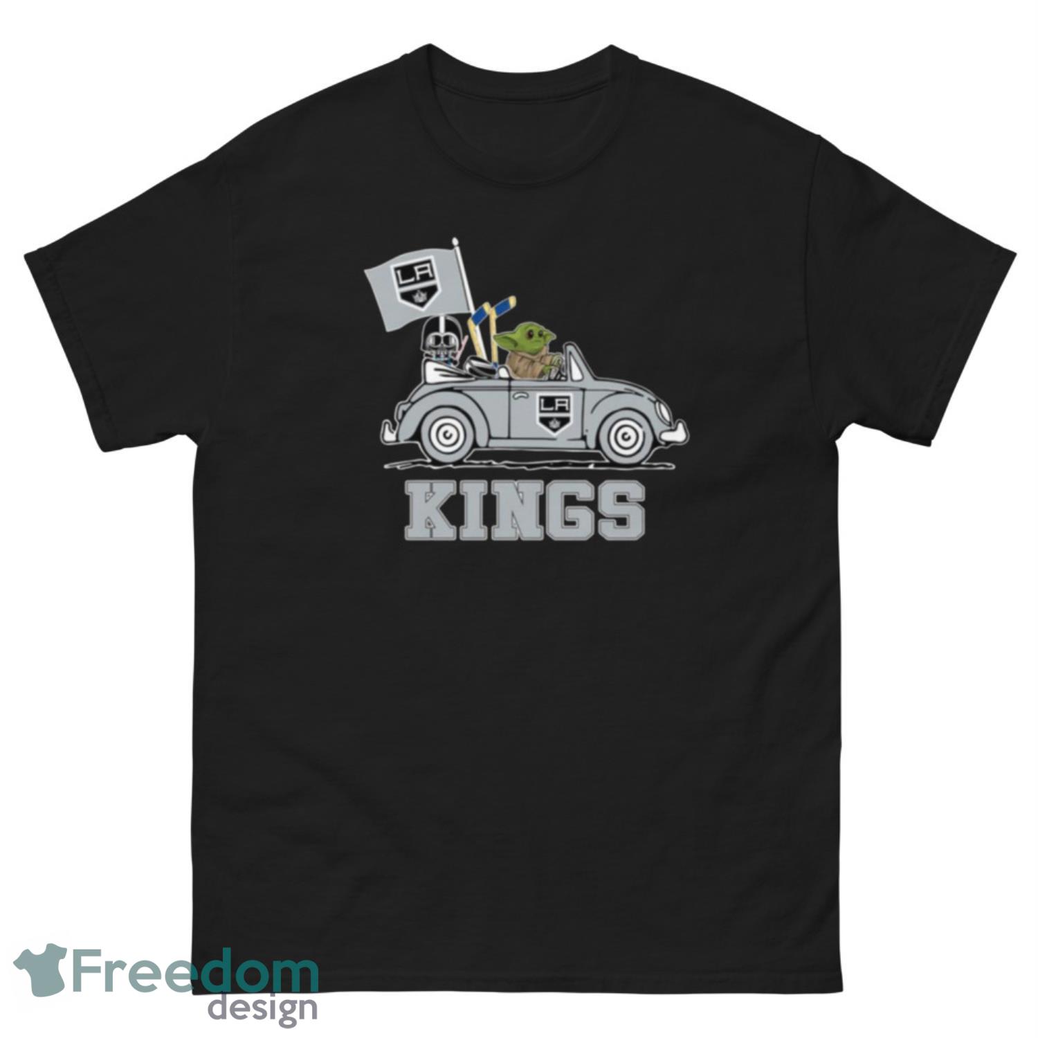 NHL Hockey Los Angeles Kings Darth Vader Baby Yoda Driving Star Wars Shirt T Shirt - G500 Men’s Classic Tee