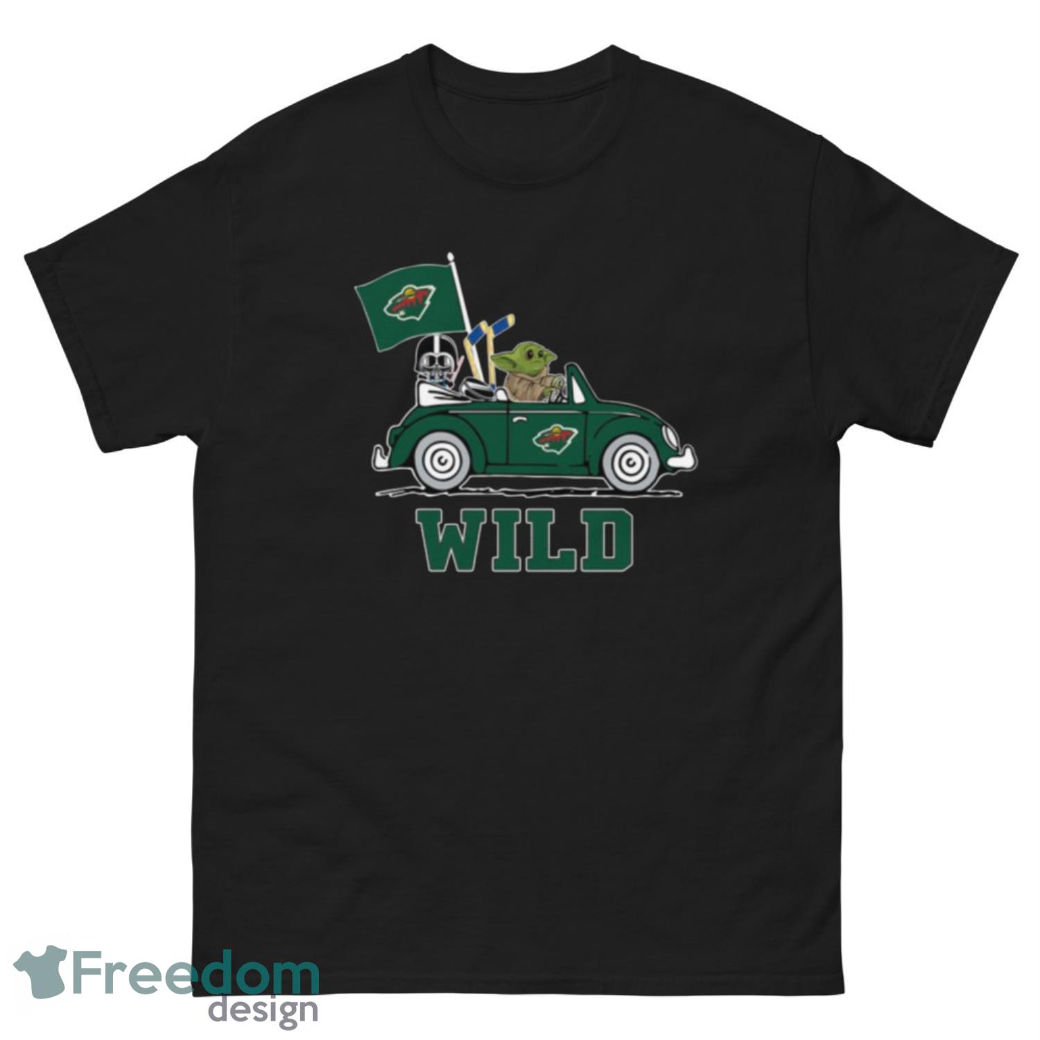 NHL Hockey Minnesota Wild Darth Vader Baby Yoda Driving Star Wars Shirt T Shirt - G500 Men’s Classic Tee