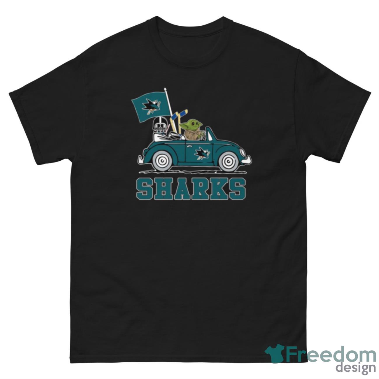 NHL Hockey San Jose Sharks Darth Vader Baby Yoda Driving Star Wars Shirt T Shirt - G500 Men’s Classic Tee