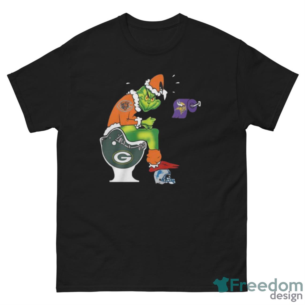 Nice The Grinch Chicago Bears Shit On Toilet Green Bay Packers Christmas Shirt - G500 Men’s Classic Tee