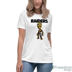 Oakland Raiders NFL Football Groot Marvel Guardians Of The Galaxy T Shirt - Women's Relaxed Short Sleeve Jersey Tee