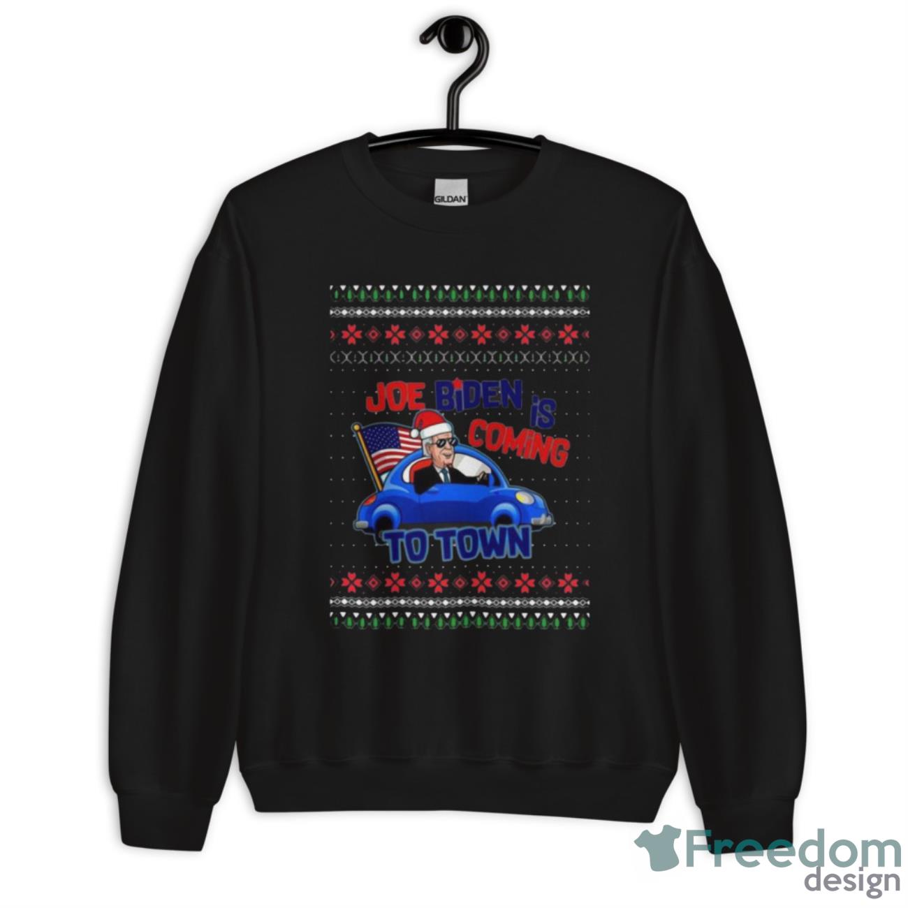 Official Joe Biden Is Coming To Town Ugly Christmas Shirt image Official Joe Biden Is Coming To Town Ugly Christmas Shirt - Unisex Heavy Blend Crewneck Sweatshirt