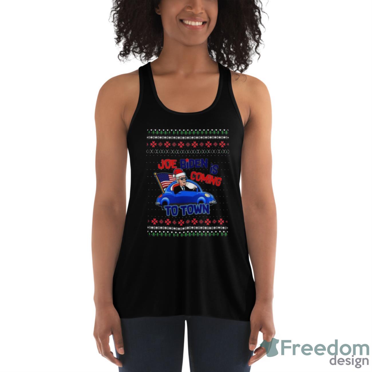 Official Joe Biden Is Coming To Town Ugly Christmas Shirt - Womens Flowy Racerback Tank Official Joe Biden Is Coming To Town Ugly Christmas Shirt - Womens Flowy Racerback Tank