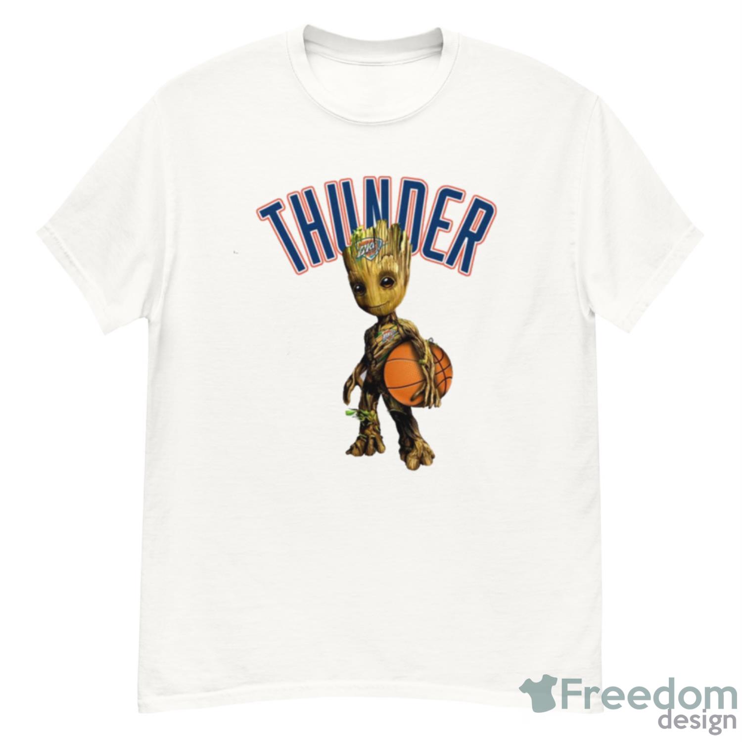 Oklahoma City Thunder NBA Basketball Groot Marvel Guardians Of The Galaxy T Shirt image Oklahoma City Thunder NBA Basketball Groot Marvel Guardians Of The Galaxy T Shirt - G500 Men’s Classic T-Shirt