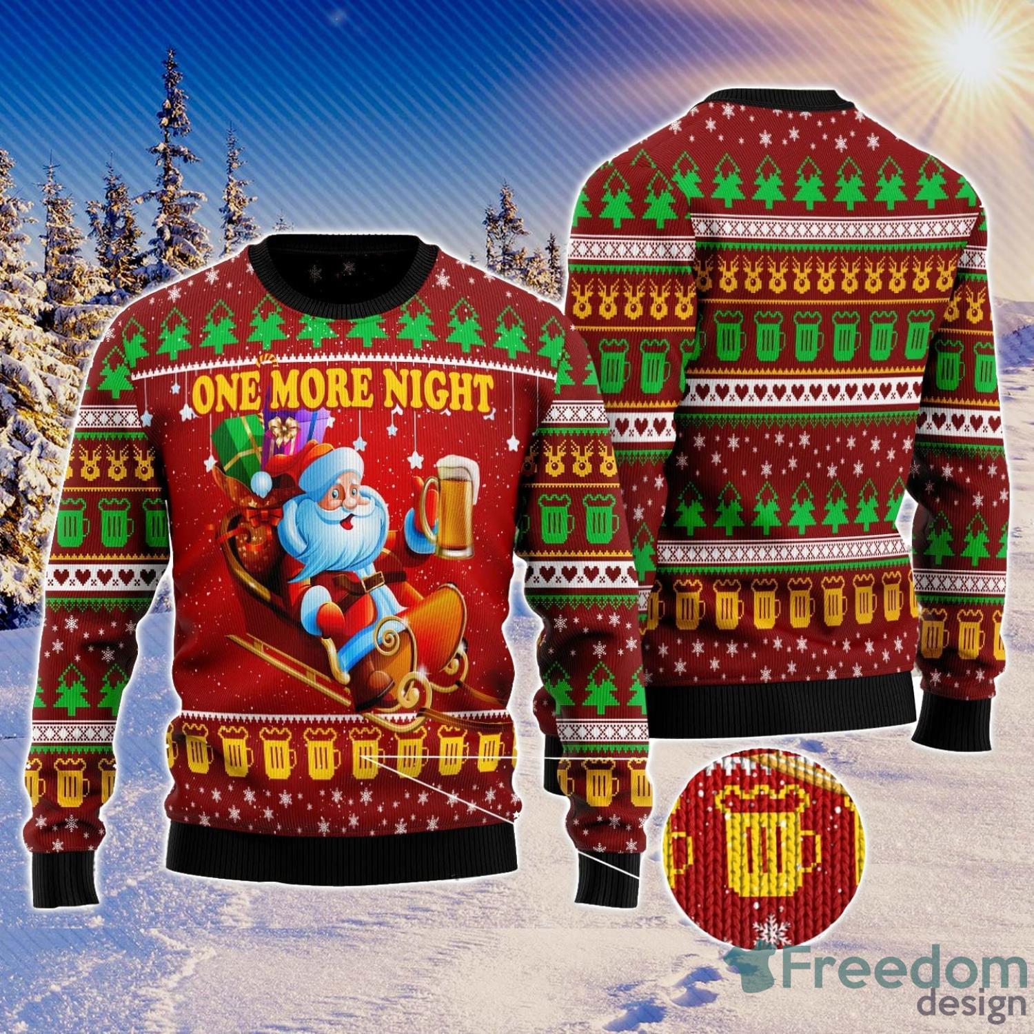 One More Night Beer All Over Printed 3D Ugly Christmas Sweater Christmas Gift For Men And Women Product Photo 1