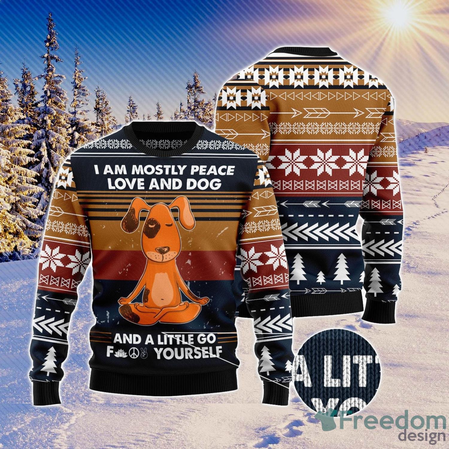 Peace Love And Dog All Over Printed 3D Ugly Christmas Sweater Christmas Gift For Men And Women Product Photo 2