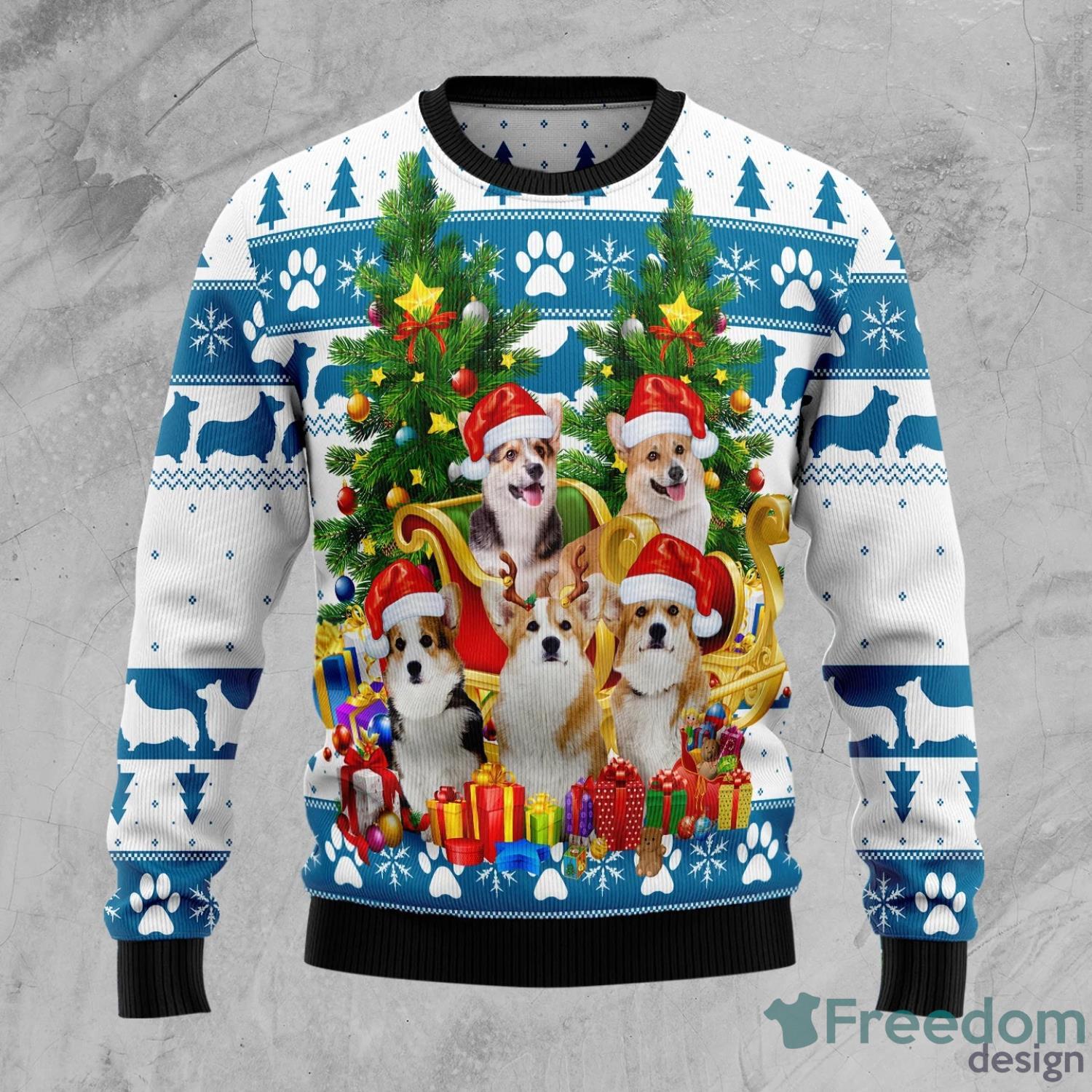 Pembroke Welsh Corgi Greeting All Over Printed 3D Ugly Christmas Sweater Christmas Gift For Men And Women Product Photo 2