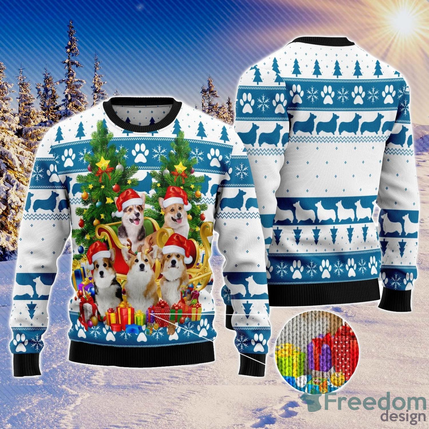 Pembroke Welsh Corgi Greeting All Over Printed 3D Ugly Christmas Sweater Christmas Gift For Men And Women Product Photo 1